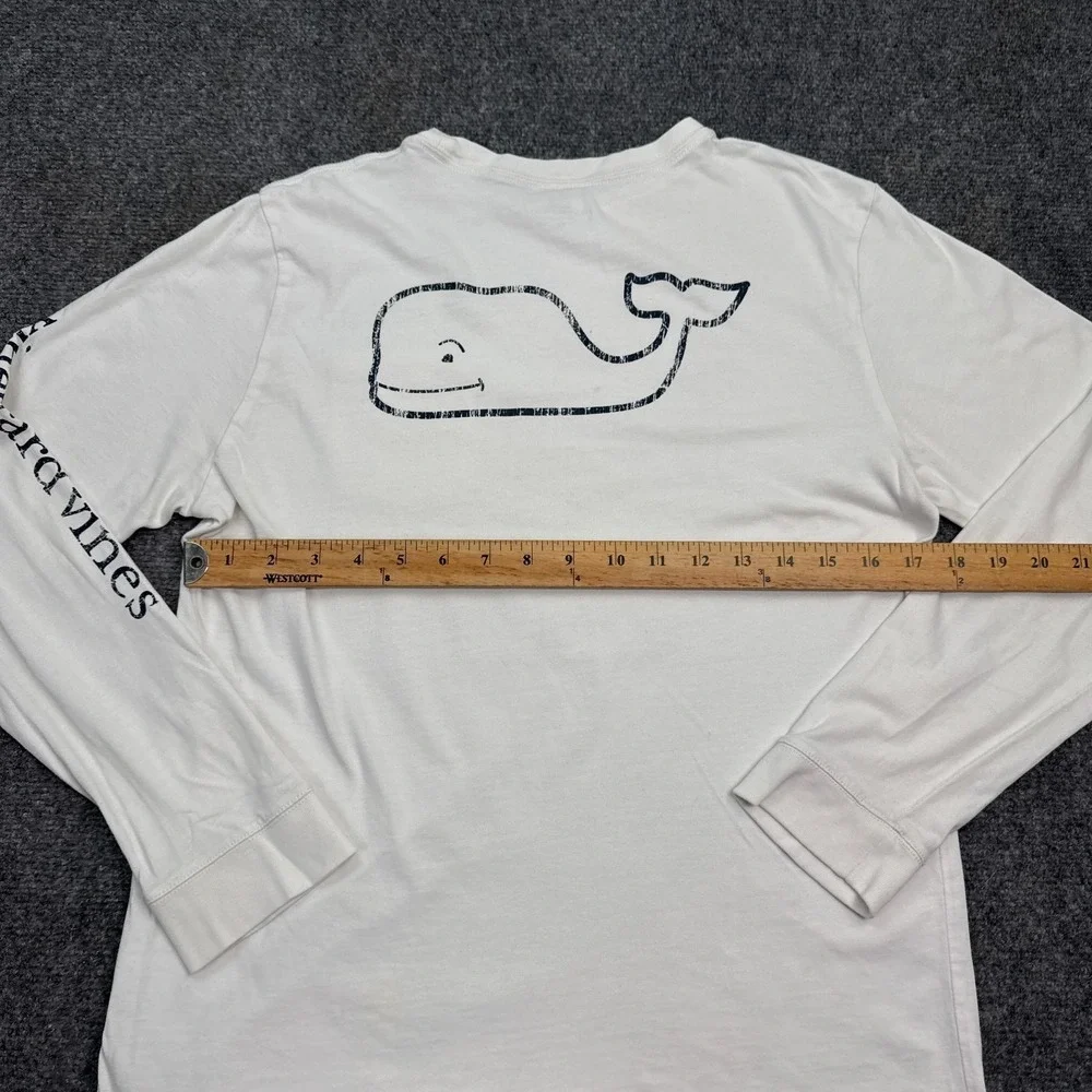 Vineyard Vines T Shirt Youth Size XL White Long‎ Sleeve Double Sided Pocket Tee